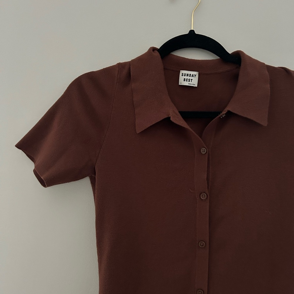 Aritzia Sunday best brown cece dress in cognac size medium